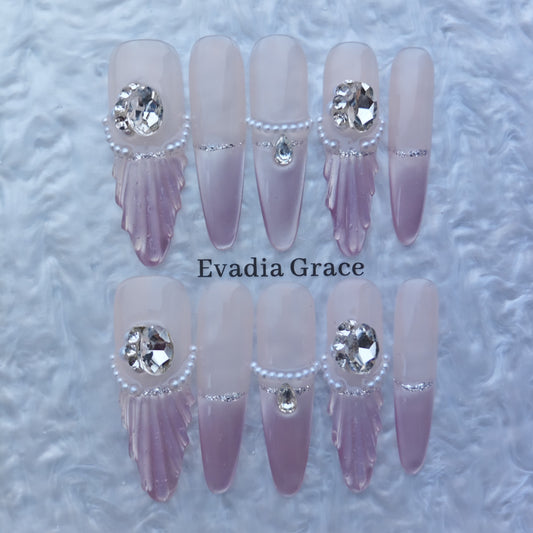 Elegant Pearl Accent Ombre Press-On Nails