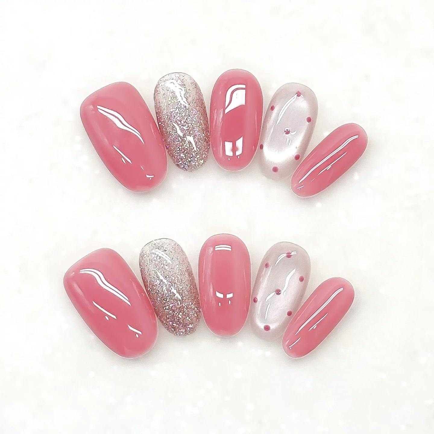 Pearl Chrome & Polka Press-Ons by EvadiaGrace