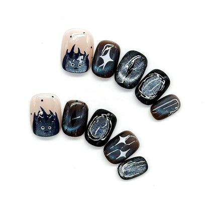 Liquid Silver & Sparkly Demon Nails by EvadiaGrace