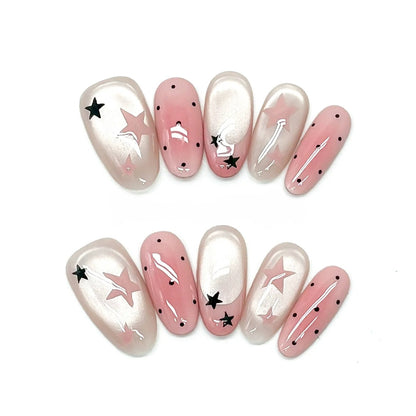 Pastel Pink Starry Press-Ons by EvadiaGrace