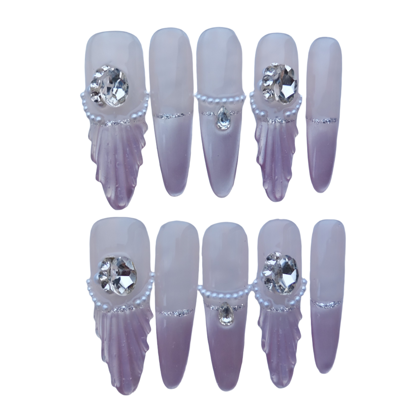 Elegant Pearl Accent Ombre Press-On Nails