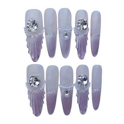 Elegant Pearl Accent Ombre Press-On Nails