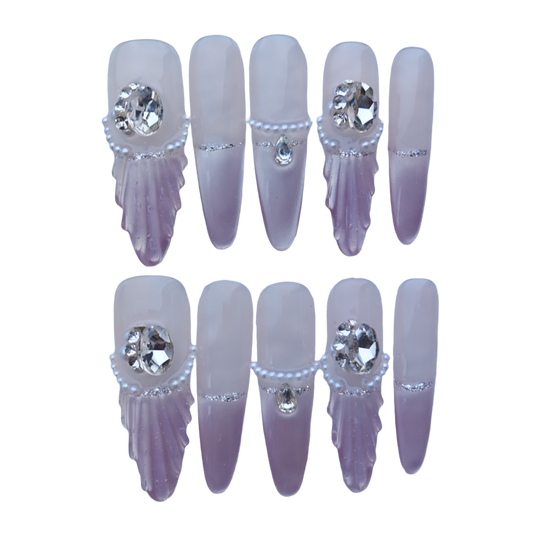 Elegant Pearl Accent Ombre Press-On Nails