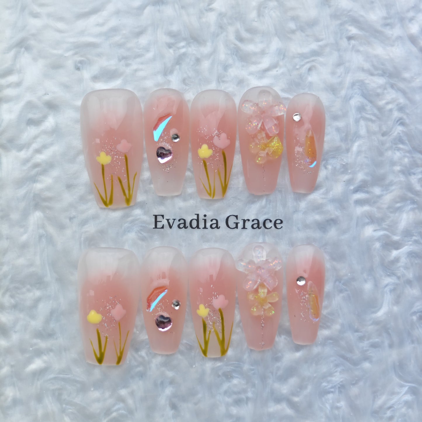 Pastel Yellow Blooming Garden Press-On Nails