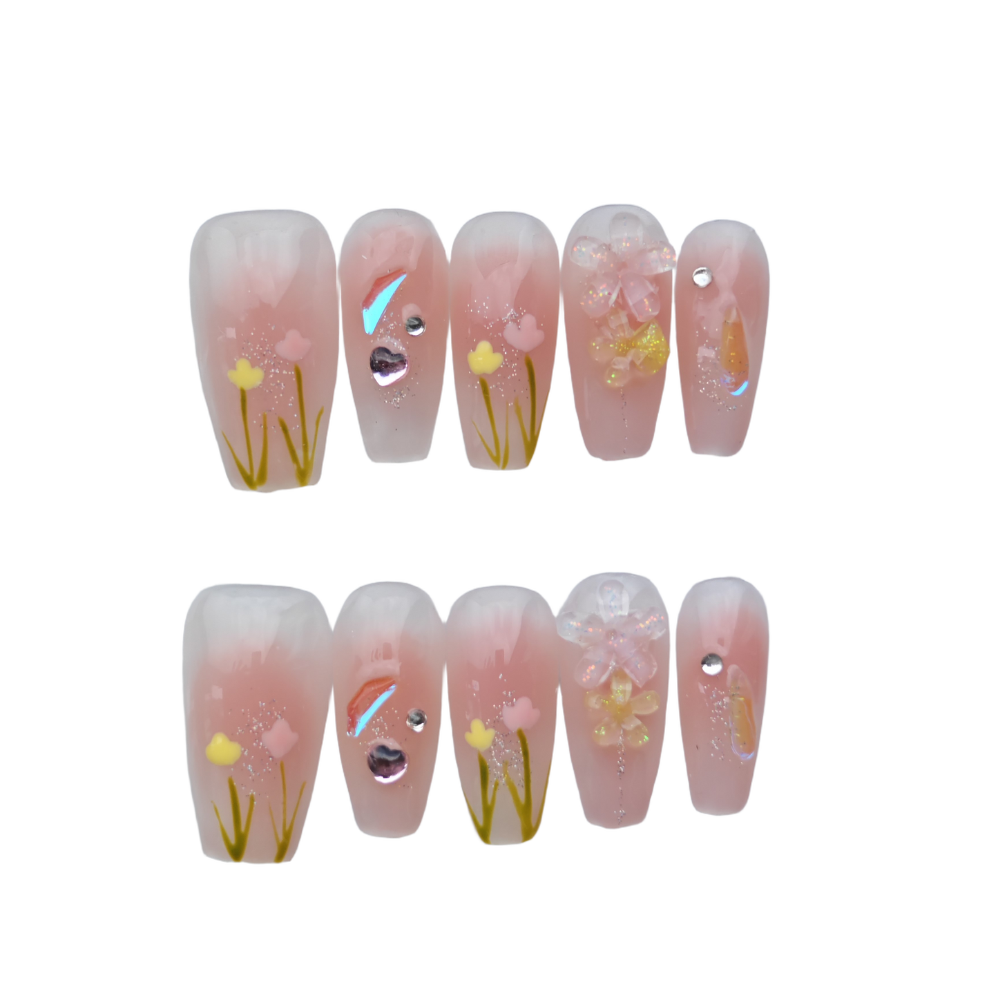 Pastel Yellow Blooming Garden Press-On Nails