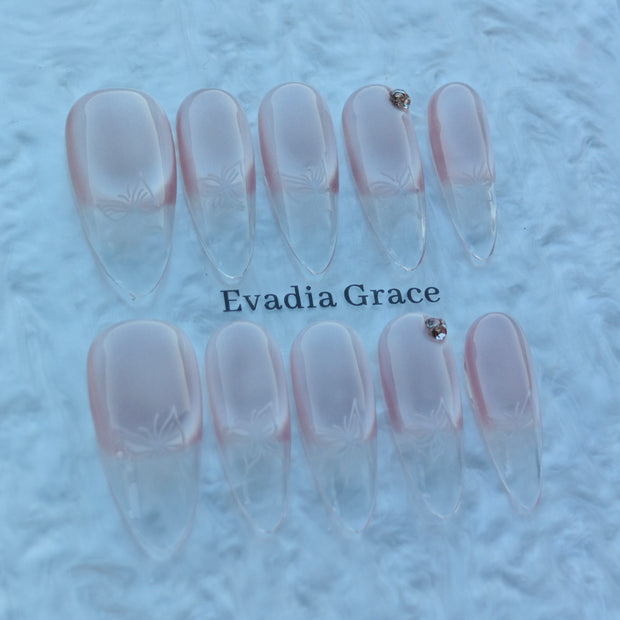 Soft Blush Butterfly Nails – Nude Pink Press-On Nails with Minimalist Butterfly Design | Elegant Bridal Press On Nails by Evadia Grace