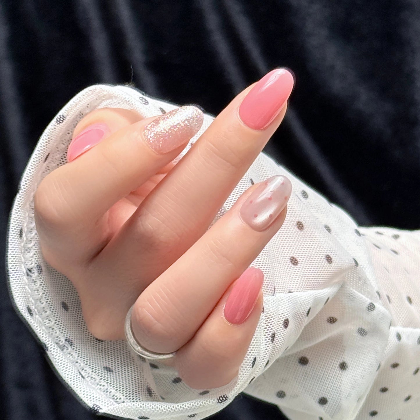 Pearl Chrome & Polka Press-Ons by EvadiaGrace