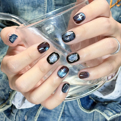 Liquid Silver & Sparkly Demon Nails by EvadiaGrace