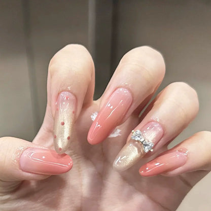 Jelly Ombre & Diamond Bow Nails by EvadiaGrace