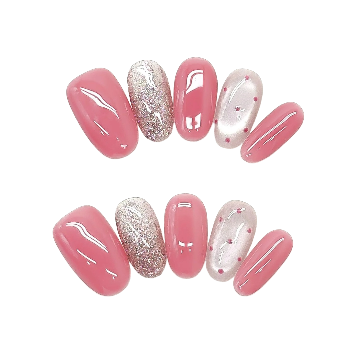 Pearl Chrome & Polka Press-Ons by EvadiaGrace