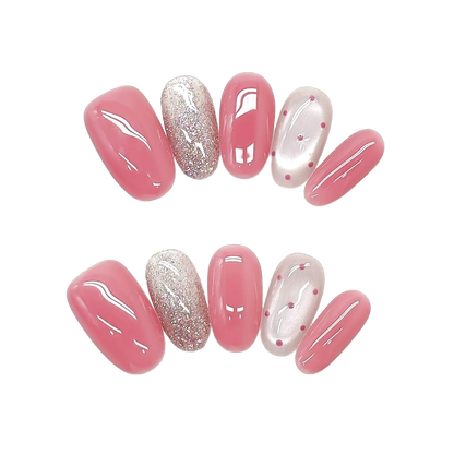 Pearl Chrome & Polka Press-Ons by EvadiaGrace