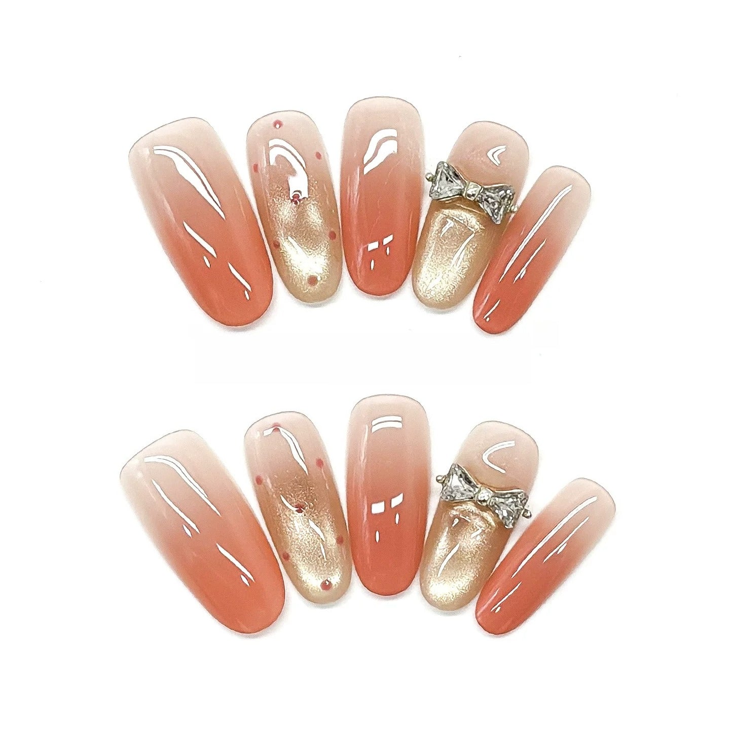 Jelly Ombre & Diamond Bow Nails by EvadiaGrace