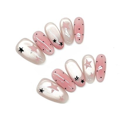 Pastel Pink Starry Press-Ons by EvadiaGrace