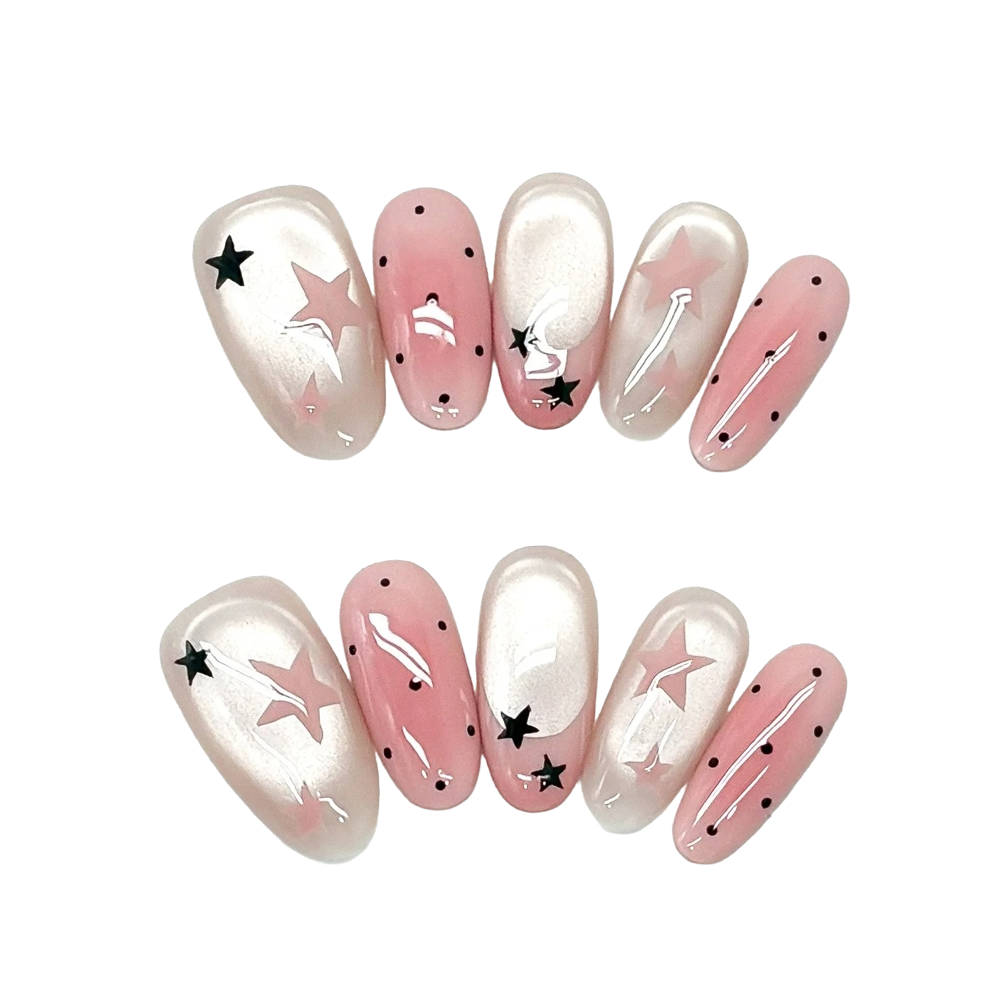 Pastel Pink Starry Press-Ons by EvadiaGrace