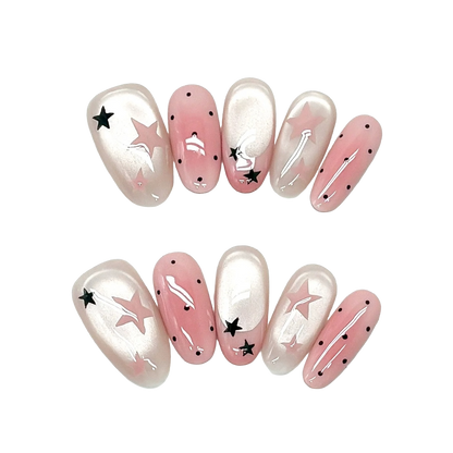 Pastel Pink Starry Press-Ons by EvadiaGrace