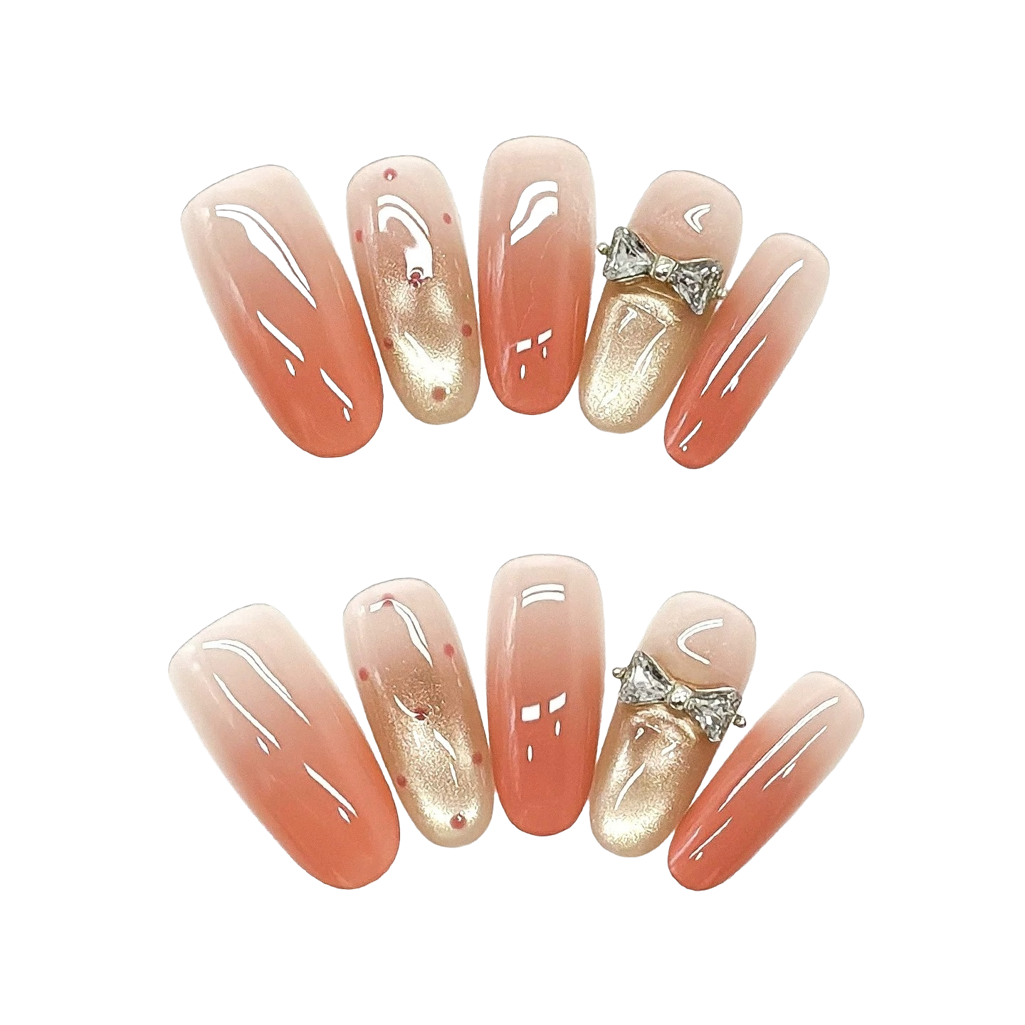 Jelly Ombre & Diamond Bow Nails by EvadiaGrace