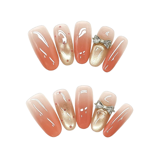 Jelly Ombre & Diamond Bow Nails by EvadiaGrace