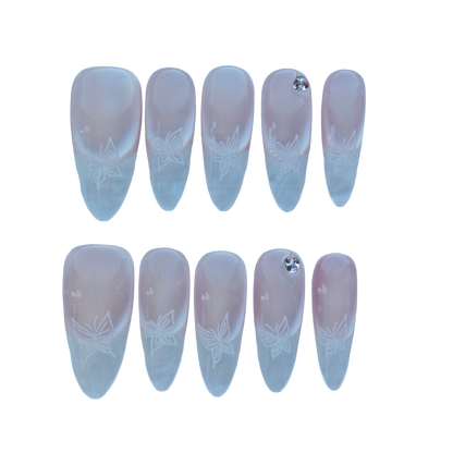 Soft Blush Butterfly Nails – Nude Pink Press-On Nails with Minimalist Butterfly Design | Elegant Bridal Press On Nails by Evadia Grace