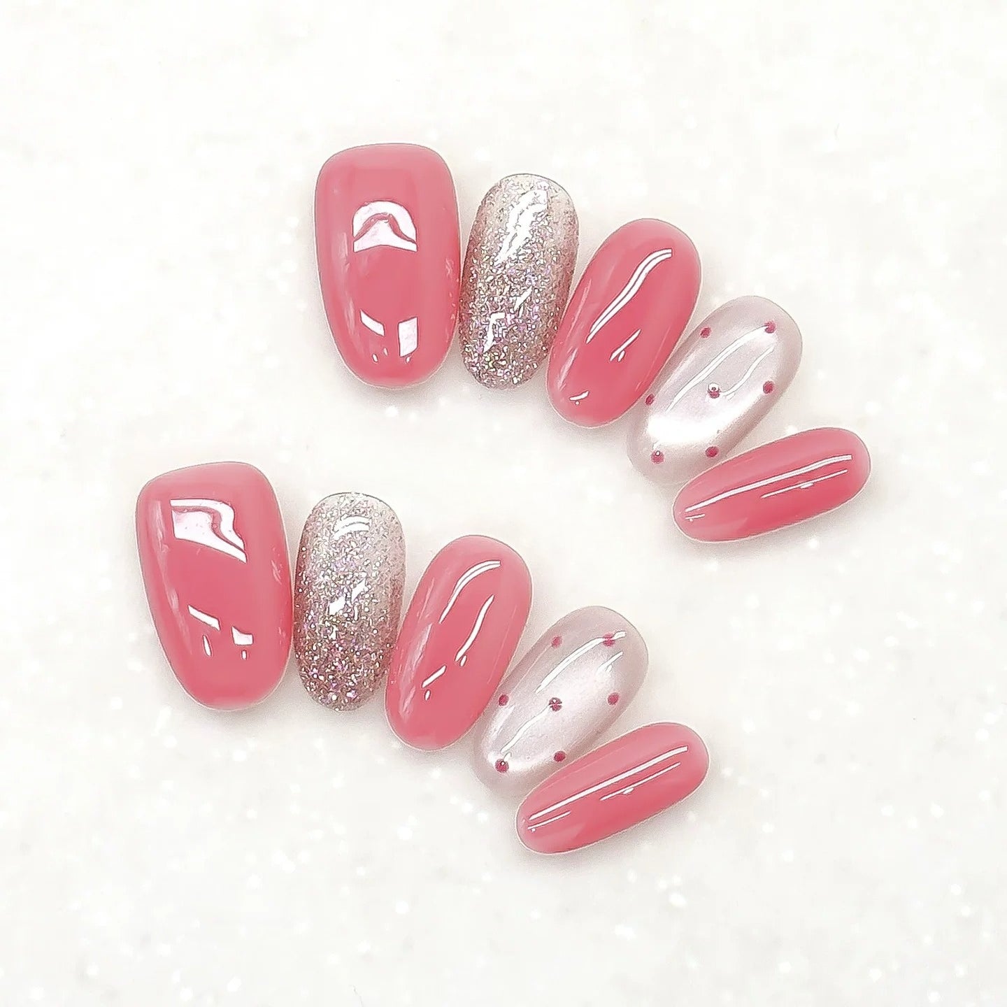 Pearl Chrome & Polka Press-Ons by EvadiaGrace