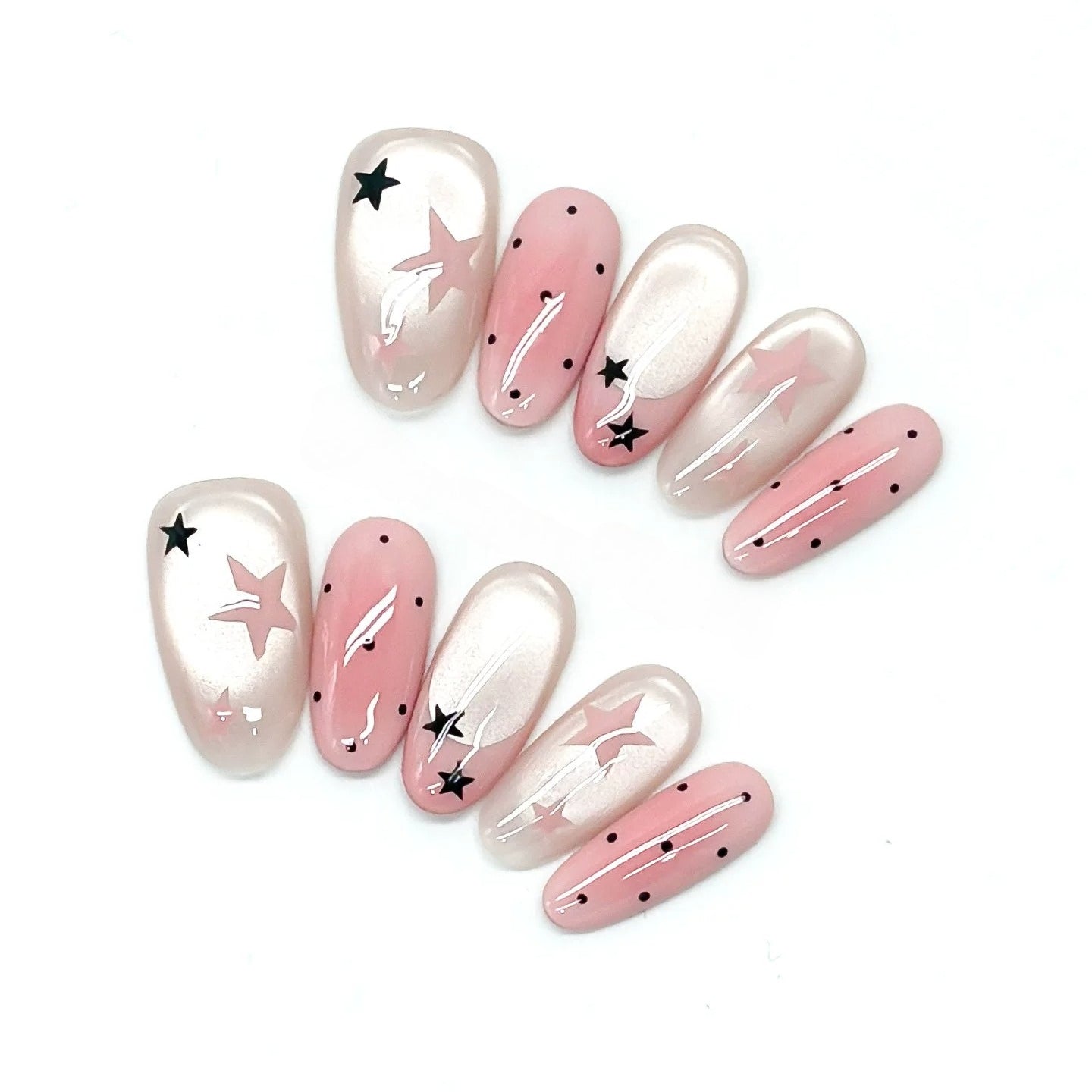 Pastel Pink Starry Press-Ons by EvadiaGrace