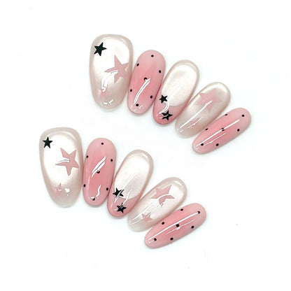 Pastel Pink Starry Press-Ons by EvadiaGrace